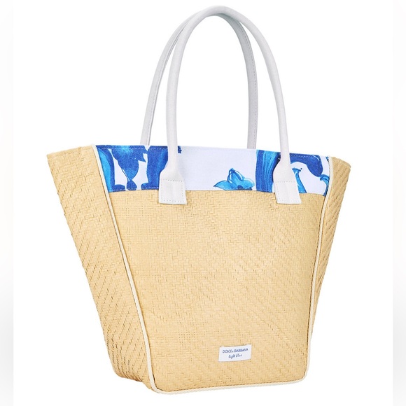 Dolce & Gabbana Handbags - Dolce & Gabbana Beige and Blue Tote Bag
